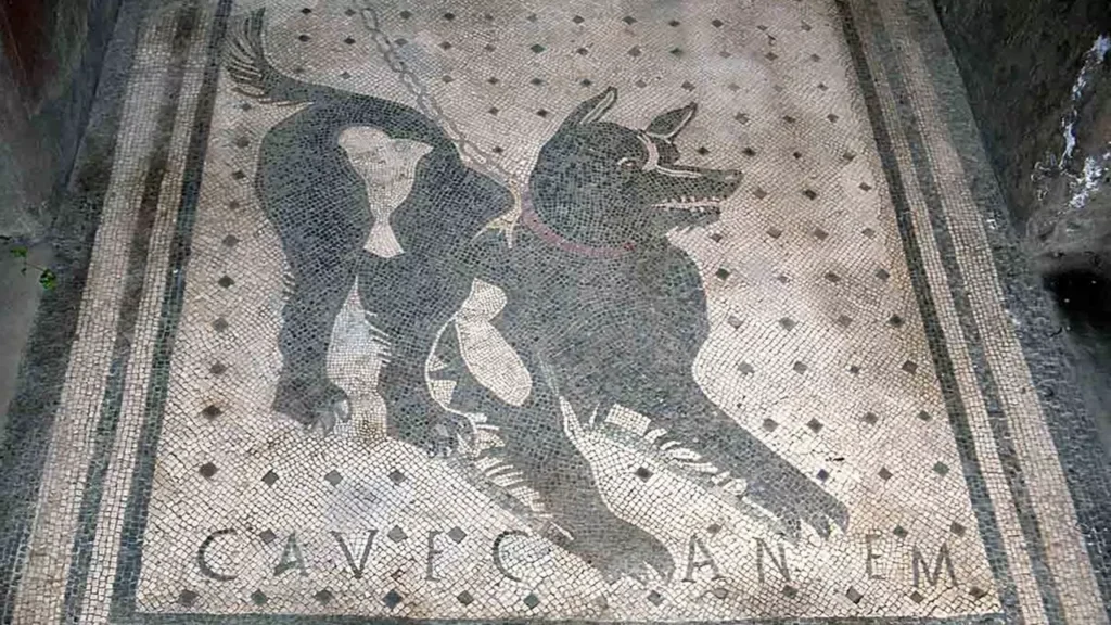 mosaico tomba romana cane